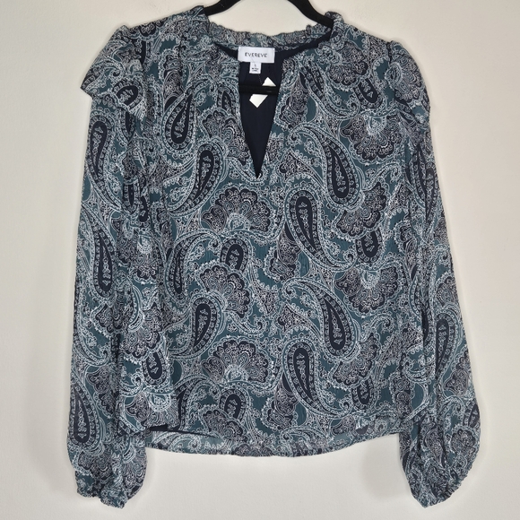 EVEREVE NWT Kora Paisley Split Neck Chiffon Top - Picture 5 of 11